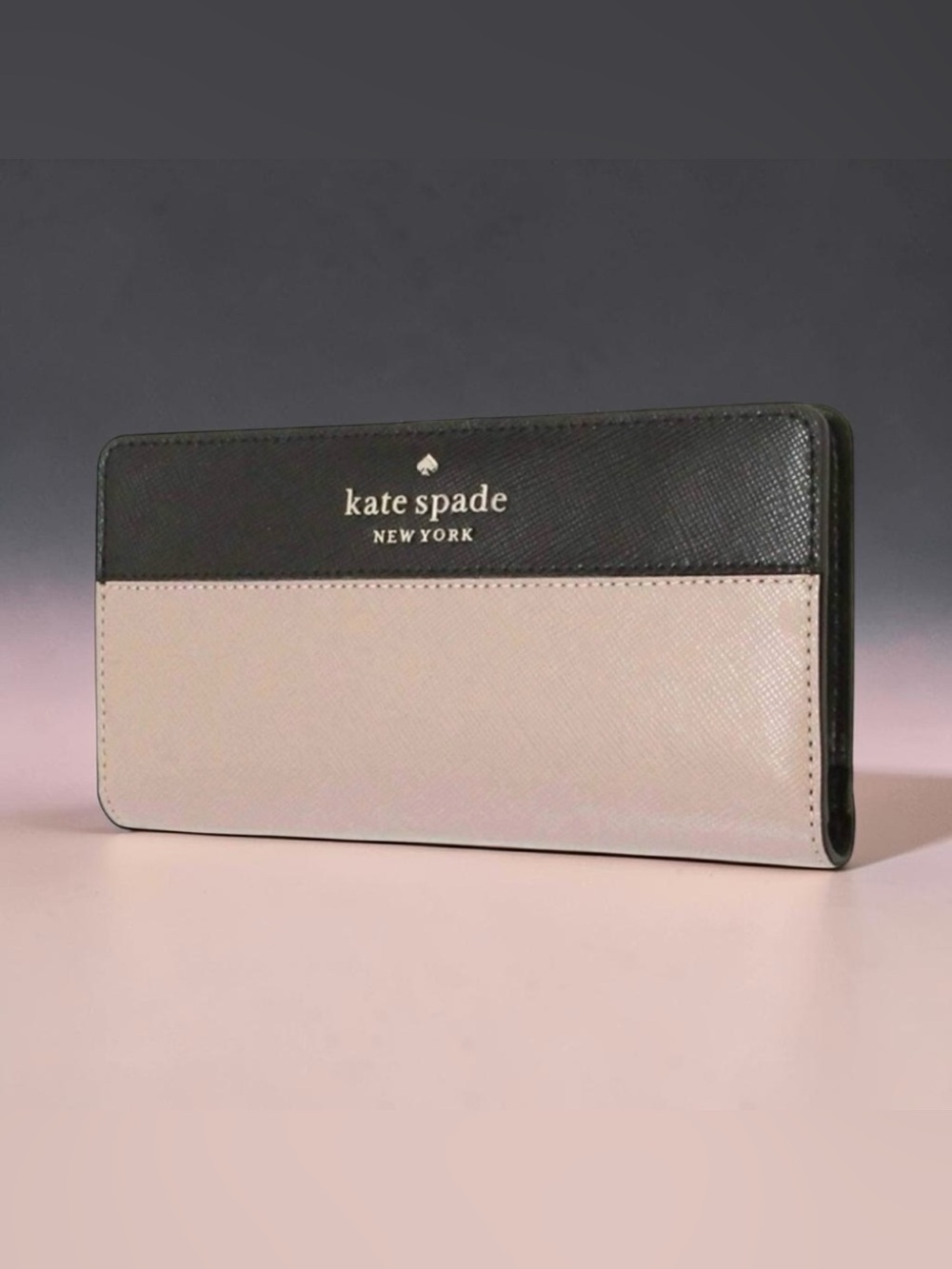 kate spade black and blush pink leather continental wallet